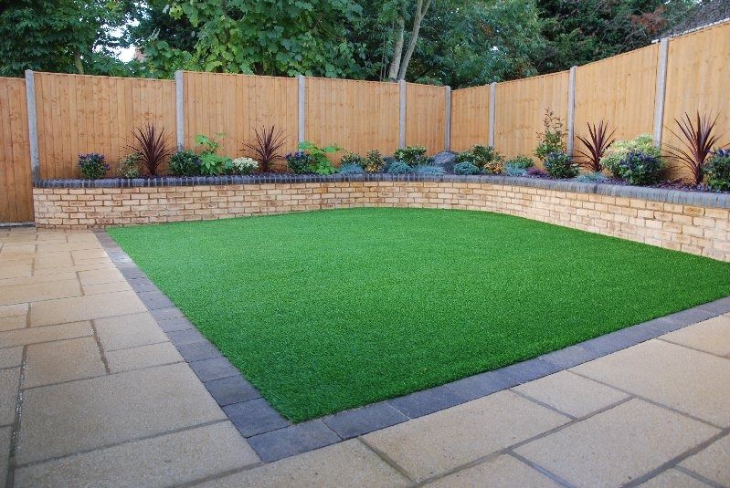 Artificial grass laid in square back garden. Make your home design dreams  come true. Read reviews… | Backyard raised garden, Small garden design,  Back garden design
